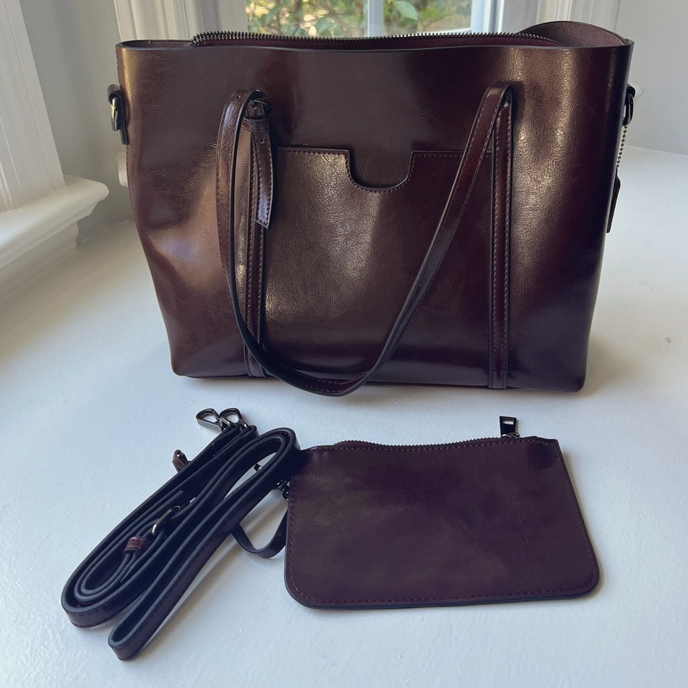 Large Leather Tote Brown Genuine Leather Side Bag